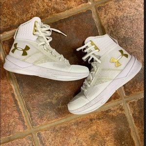 White Hightop Under Amour Volleyball Shoes